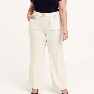 Beige Wide Leg Patch Pockets Dress Pants 16 CorpCore  Wedding Office Party